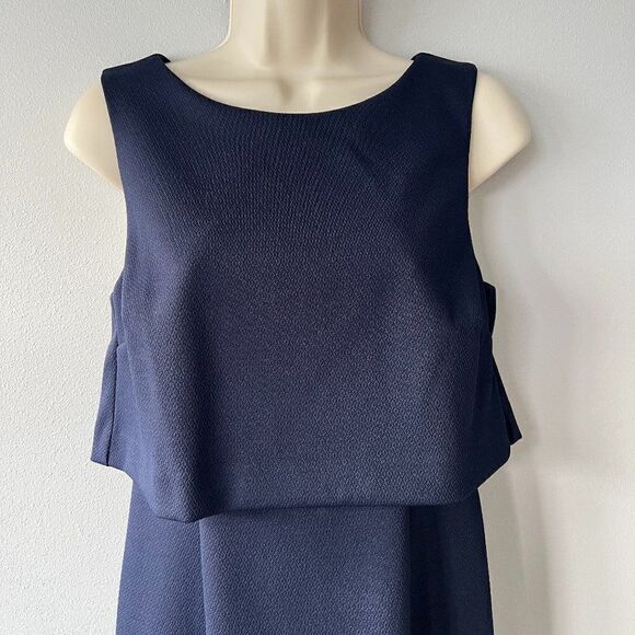 Trina Turk Shalay Textured Ponte Blue Sleeveless Dress Size 2 - Picture 2 of 7